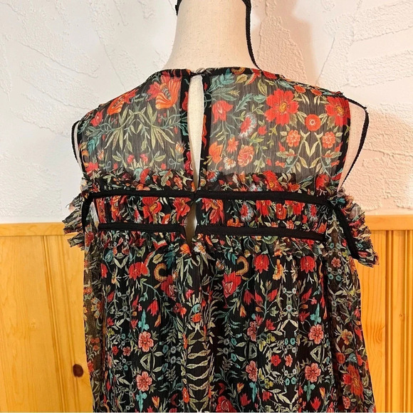 Adelyn Rae Black & Red Floral Cold Shoulder Asymmetric Dress Sz-M - Picture 6 of 13
